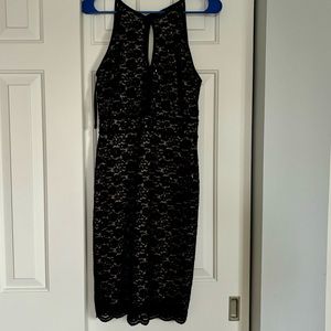 Black formal sequined midi dress